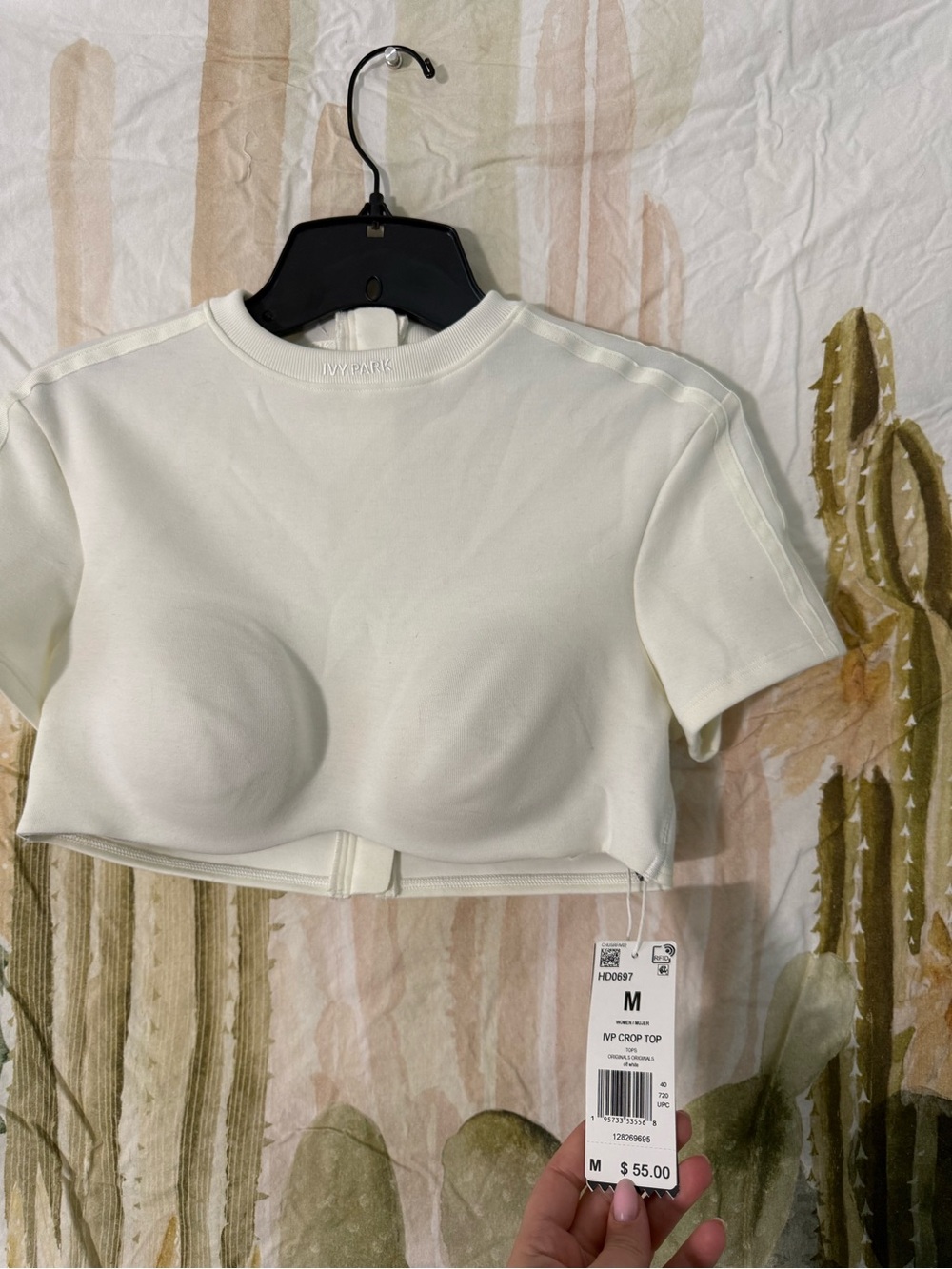 IVY PARK White Short-Sleeve Cropped Sport Top